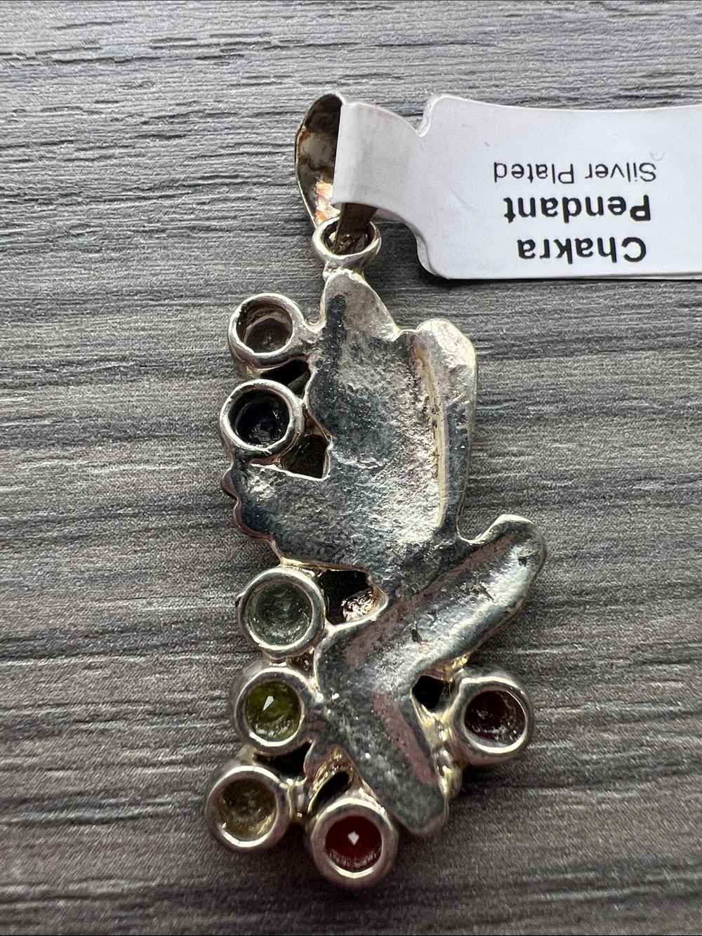 Silver-Plated Fairy Pendant with Multicolor Gemstones - Picture 2 of 2